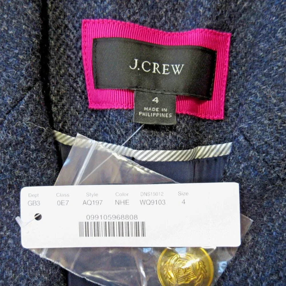 NWT J.Crew Long Parke Blazer in Navy Herringbone English Wool Jacket 4